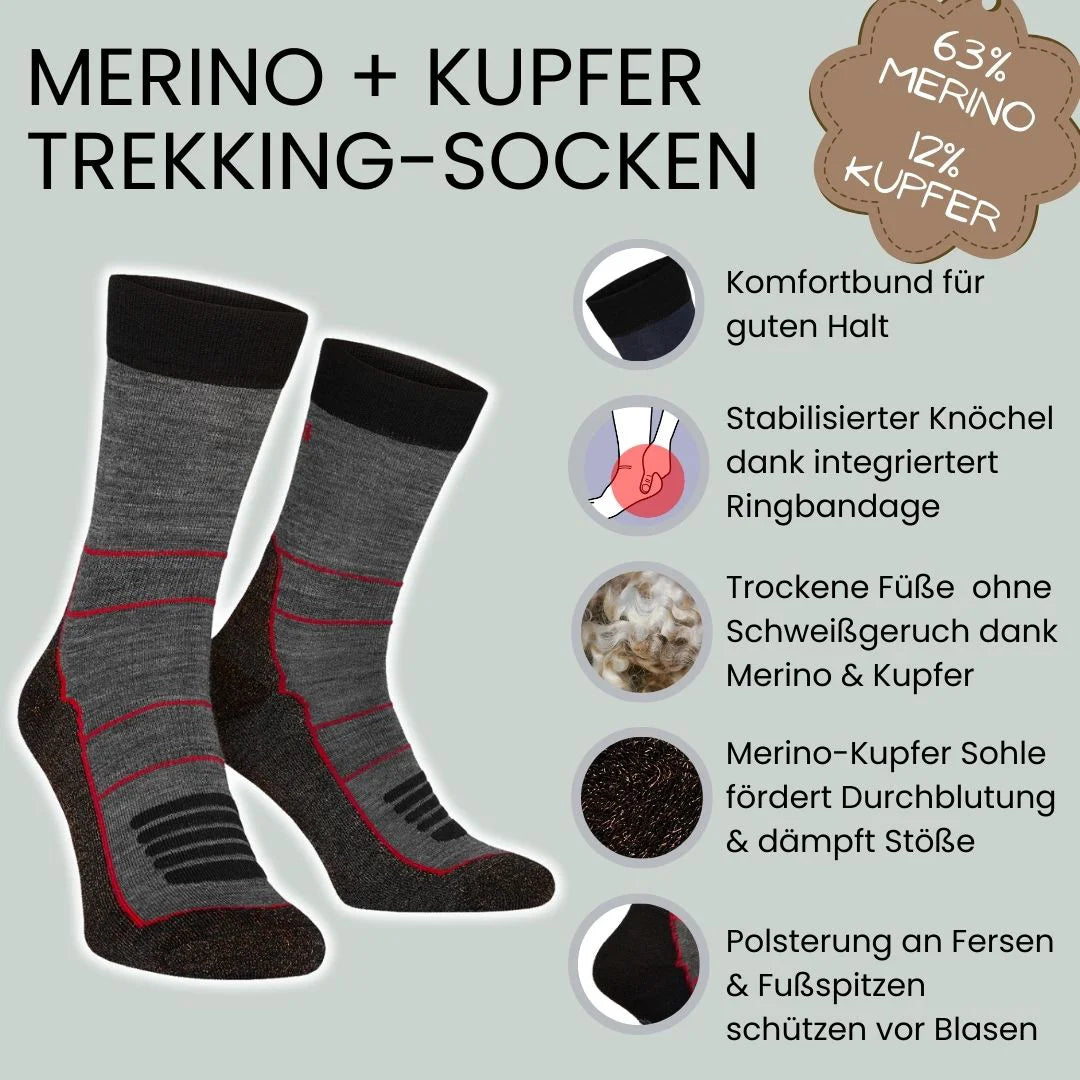 Kupfer Sport-Kurzsocke aus Merinowolle mit Stützfunktion